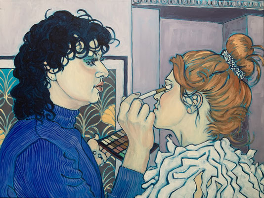 Jean Making Up Emanuelle, 2022, Acrylic on canvas, 60x80cm