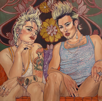 Two Blondes from Berlin, 2023, Acrylic on canvas, 100x100cm
