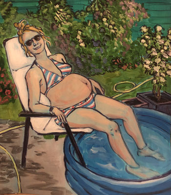 Agnes Last Day of Pregnancy, 2020, Acrylic on card, 48x36cm