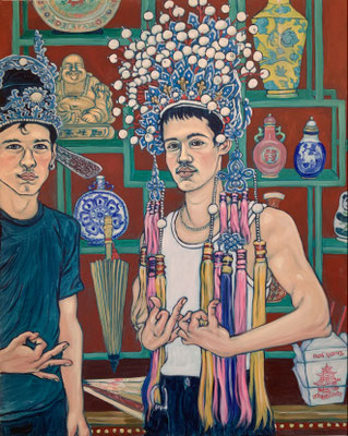Dedicated Fans of The Beijing Opera, 2024, Acrylic on canvas, 100x80cm
