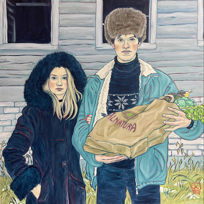 Harvesters, 2024, Acrylic on canvas, 100x100cm