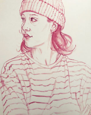 Striped Shirt, 2020, Watercolor on card, 48x36cm
