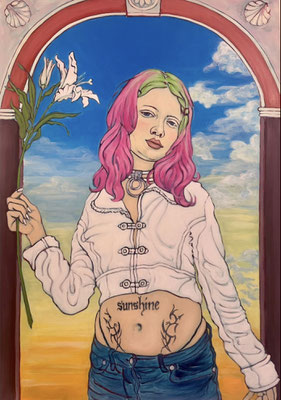 Annunciation, 2024, Acrylic on canvas, 100x70cm, Dyptich with Joan Of Arc