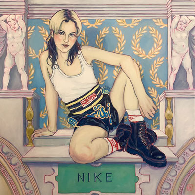 Nike, Acrylic on linen, 100 x 100 cm (39.3 x 39.3 inches), 2025