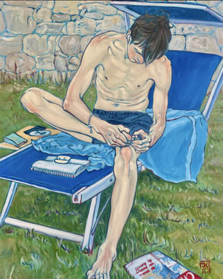 Boy with Thorn, Acrylic on canvas, 80 x 60 cm (31.5 x 23.6 inches), 2025