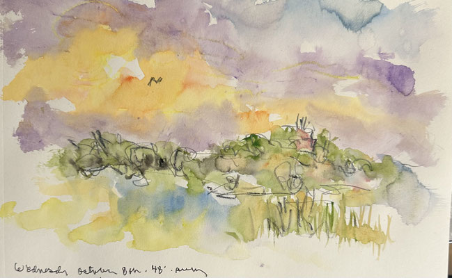 Wed Oct 8th 2025,  9x12 gouache, crayon. pencil on paper