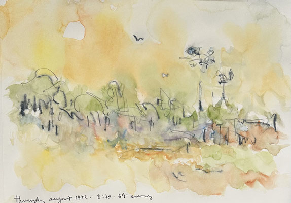Thu Aug 14th 2025, 9x12: gouache, crayon, pencil on paper