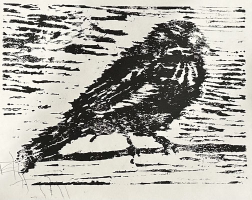 6738...woodcut 6x8 "bird" w 23