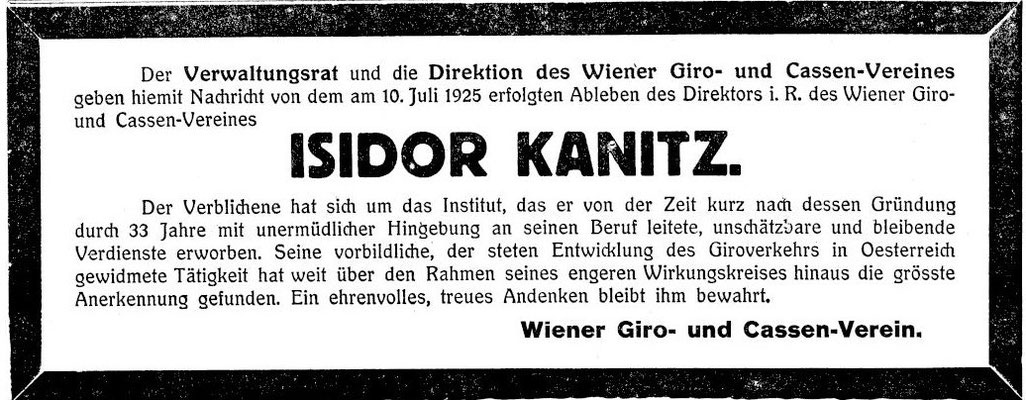 Parte Isidor Kanitz 1925