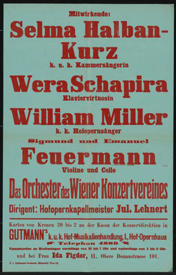 Plakat Konzertverein Kammersängerin Selma Halban-Kurz