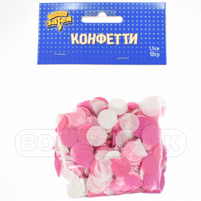 Наполнитель для воздушных шаров - Конфетти Круг розовый ассорти тишью, размер 1,5 см, 10 грамм - купить в Казани