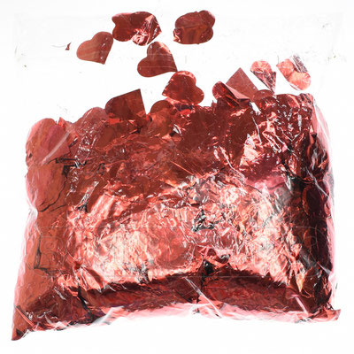 Наполнитель для воздушных шаров - Конфетти Сердце красное фольга, размер 3 см, 500 грамм - купить в Казани