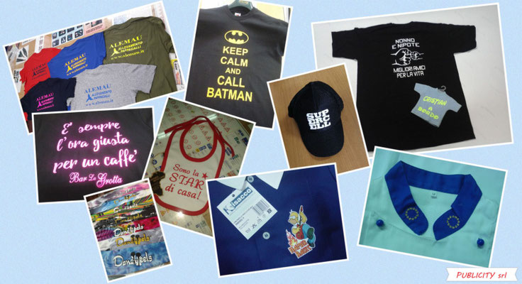 T-SHIRT stampate, Cappellino stampato, grembiule scuola, giacca da chef