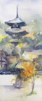 10.20 奈良 當麻寺 アヴァロン １９０×４４０ 水彩