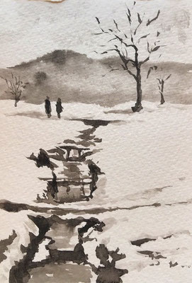 1.23 奈良 飛火野 モンバルキャンソン ８９×１２７ 墨汁