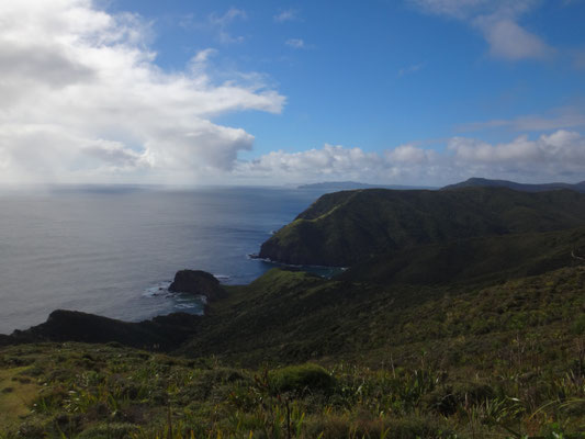 Ein Blick in Richtung der Tapotupotu Bay, wo wir die letzte Nacht verbrachten