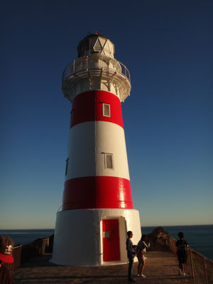 Ein klassischer rot-weiszer Leuchtturm am Cape Palliser