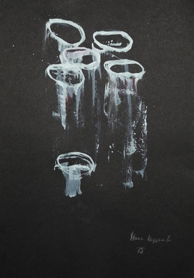 MÉDUSES I, 2017 – Acryl auf Canson, Black Paper. 242 x 29,7 cm (350 € ohne Versand)