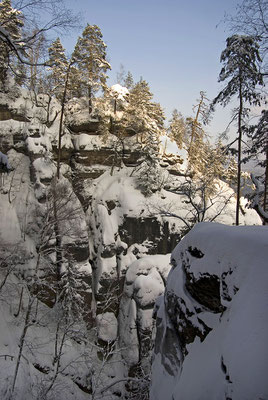 Schnee ohne Ende in den Affensteinen. 