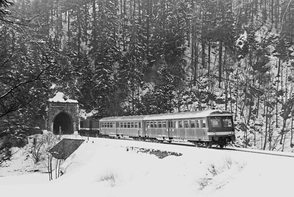 V 100 mit Leipziger Wendezugeinheit am Tunnel 3. 