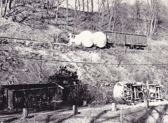 Blick auf die Unfallstelle bei Amtshainersdorf am 15.02.1988. Foto: Archiv Sven Kasperzek