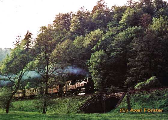 Zug am Schwarzberg, von der Buttermilchmühle aus gesehen, 1960. Text & Foto: Archiv Axel Förster, digitale Aufbereitung: J. Vogel