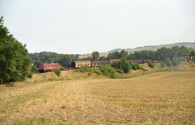 232 611 Ausfahrt mit Gz aus Dürrröhrsdorf nach Arnsdorf. 05.08.03  Foto: Archiv Kay Baldauf. Großer Dank für die Zusendung der tollen Aufnahmen!