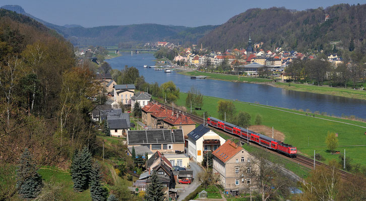 Gefolgt von der S1 Meißen-Schöna, April 2010.