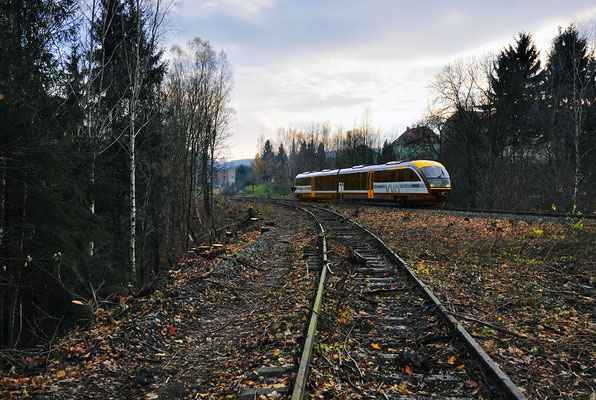 Blick in Richtung Sebnitz mit Regionalbahn nach Neustadt.