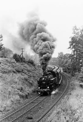 86 001 mit Sonderzug von Neustadt bei der Einfahrt in Sebnitz. 