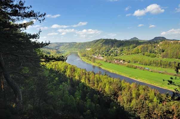 Noch einmal der Kohlezug bei Strand aus anderer Perspektive, April 2014.