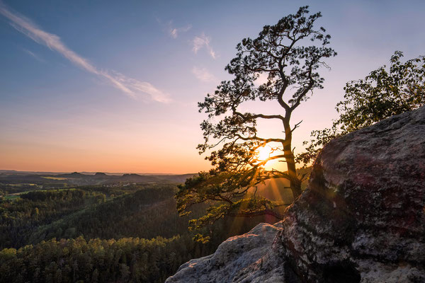 Sonnenuntergang in den Waitzdorfer Felsen. 