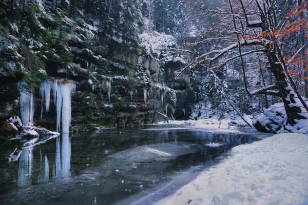 Eiszeit im Polenztal.