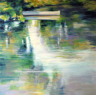 Reflet à le barque - 100x100 cm - Acrylique sur toile