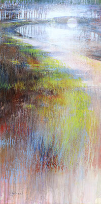 Pont et Canal - 100x50 cm - Acrylique sur toile