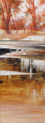 Le lac fauve - 100x37 cm - Acrylique sur toile