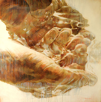 De l'or dans les mains (2) - 110x110 cm - Acrylique sur toile