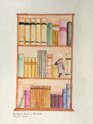 Academic Gnome in Bookshelf May 27 2017