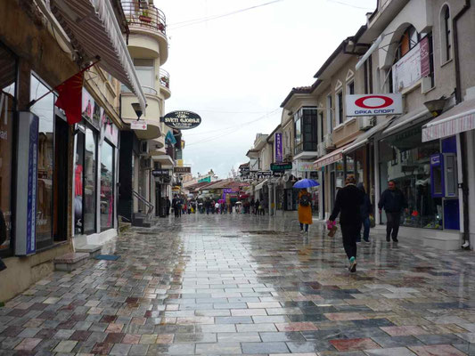 Le centre piétonnier d'Ohrid.