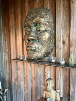 Maske - Ton hochgebrannt mit aufwendiger Patina - Höhe ca. 70 cm - 2018 - 550.- €