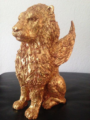 Löwe mit Blattgold veredelt  Höhe ca. 25 cm (2018) - ein Geschenk