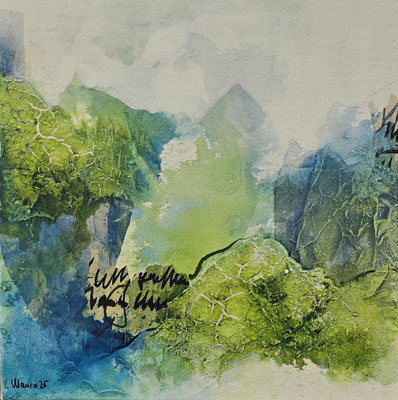Green mountains, 30 x 30 XL, Mischtechnik