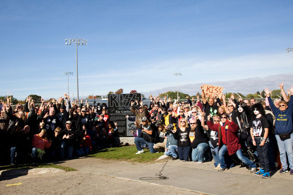 KISS fans were on hand for the monument's unveiling. 