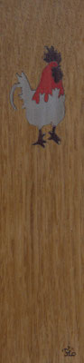 Marque page coq - marqueterie