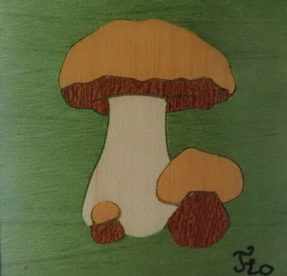 Magnet Champignons  - marqueterie
