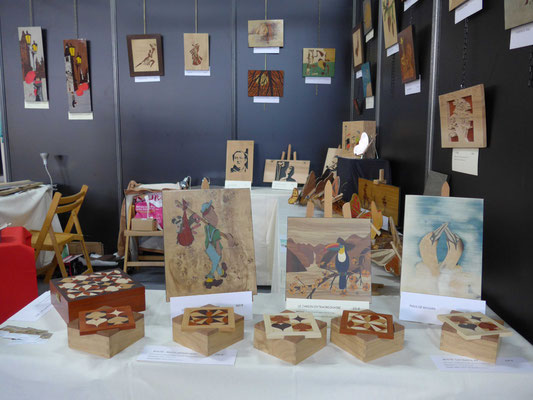 Salon de l'artisanat Valence - Atelier Éclats de bois - marqueterie d'art - Tableaux et boites