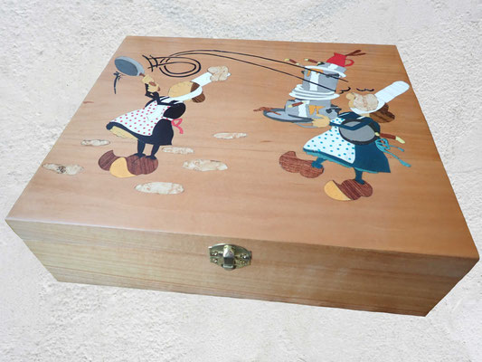 Envolée de crêpes Bretonnes - Marqueterie - Atelier Eclats de Bois - 38 isère