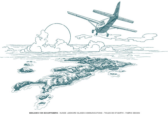 Benjamin von Eckartsberg - Illustration: Stoffdesign Toiles de St. Barth - Kunde - Leeward Islands Communications