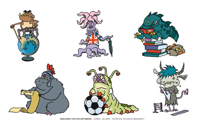 Benjamin von Eckartsberg - Character Design - Monster Hausaufgabenheft - Kunde: Allianz 