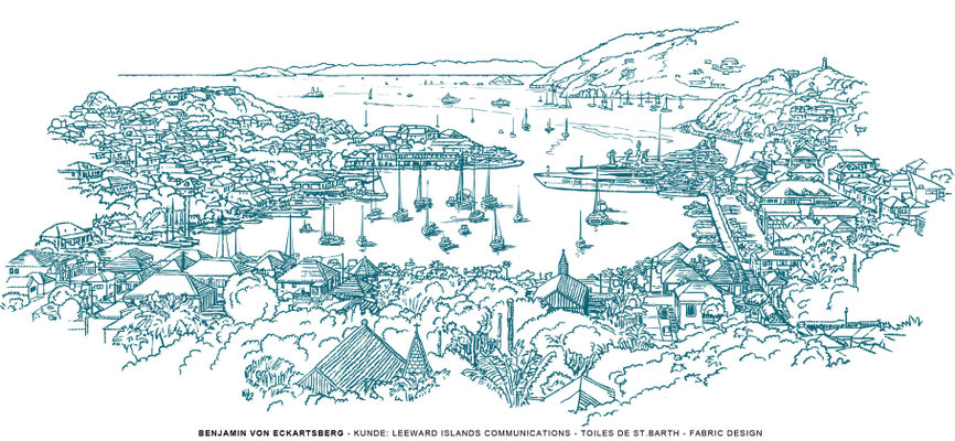 Benjamin von Eckartsberg - Illustration: Stoffdesign Toiles de St. Barth - Kunde - Leeward Islands Communications